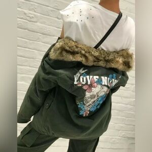 Zadig & Voltaire Embroidered Jacket with Faux Fur Trim